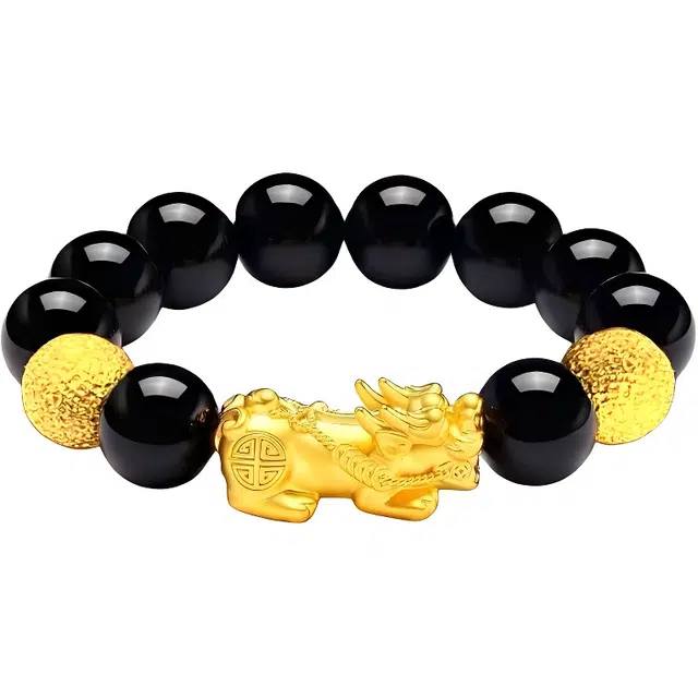 湘喜 八方来财 六字箴言 新中式招财纳福吞金兽国潮复古风转运珠#好运 黑檀 手串 男女同款情侣款