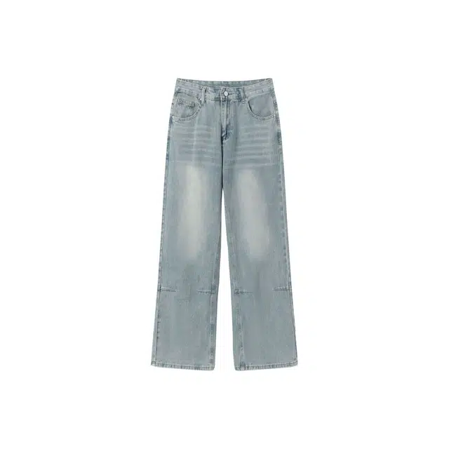 童先森 水洗渐变美式高街裤子直筒宽松长裤牛仔裤 男款