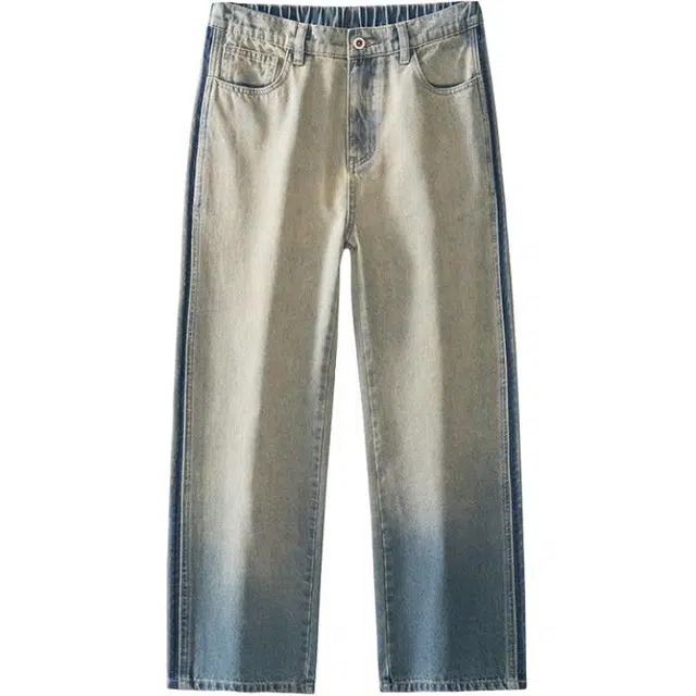 童先森 复古做旧夏季宽松美式高街潮流休闲裤牛仔裤 男款