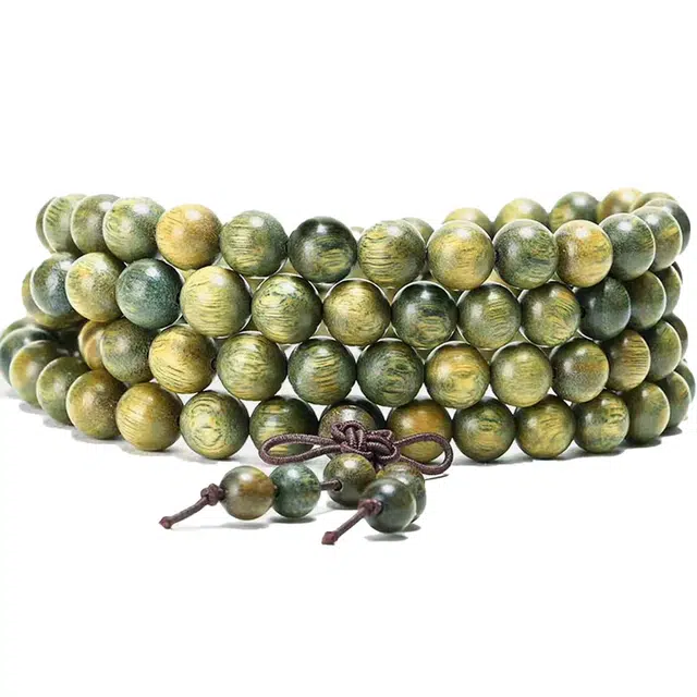 鶄鲤 新中式国风八方来财转运叠戴基础款文玩佛珠招财纳福文艺复古风上岸#好运 绿檀 手串 男女同款情侣款