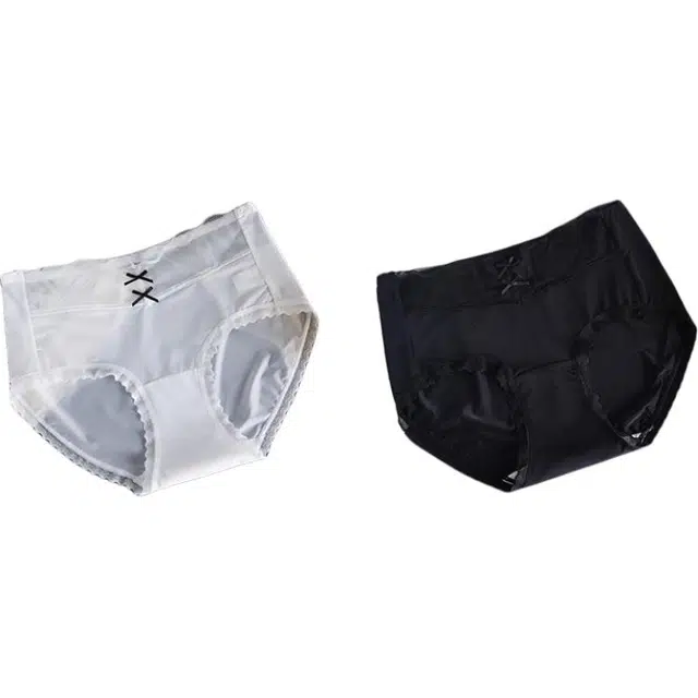 草本初色 蕾丝夏季薄款纯棉全棉抗菌冰丝三角裤透气凉爽吸湿排汗高弹内裤 女款