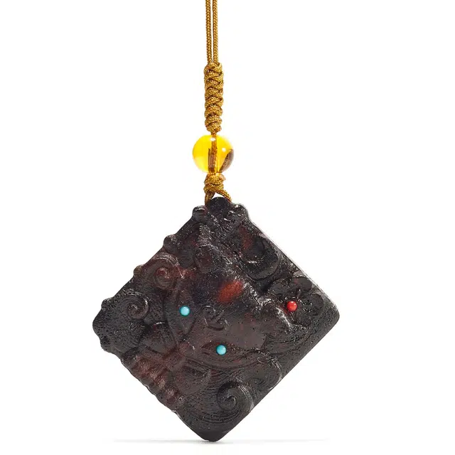 鶄鲤 新中式国风小众精雕九尾灵狐（背面雕刻六字真言） 降真香 挂件 男女同款情侣款