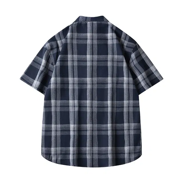 寻星记 美式复古简约潮流宽松格纹长袖上衣外套男衬衫 男女同款