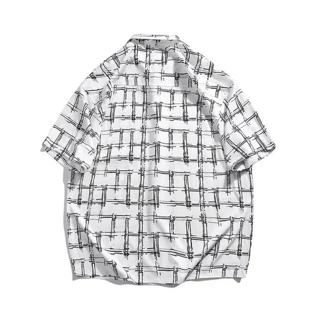 领航骆驼 高街格子日常休闲百搭翻领小清新短袖衬衫 男女同款