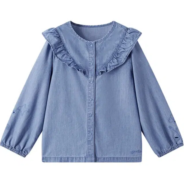 英氏其他上装 蓝白格可爱甜美纯色花边领淑女 女款