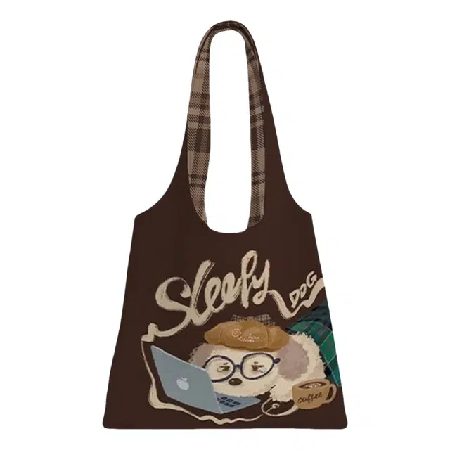 奥松 大容量休闲上班通勤高级感韩系慵懒风肩袋 绒面科技布 单肩包 常规 女款 瞌睡狗