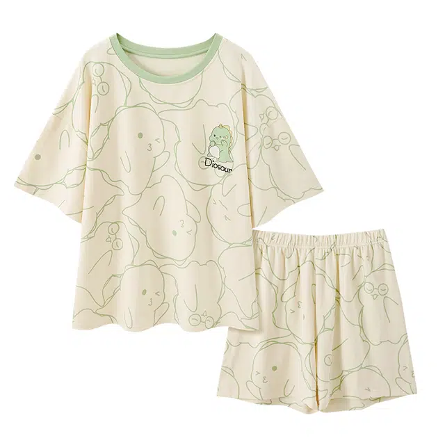 顶瓜瓜 简约圆领凉感舒适可外穿家居服睡衣套装 女款