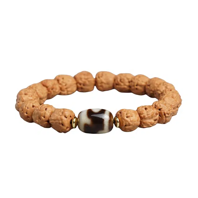 宣华意 新中式国潮精品盘玩三日红原籽文玩藏式天珠度母手 金刚菩提 手串 男女同款情侣款