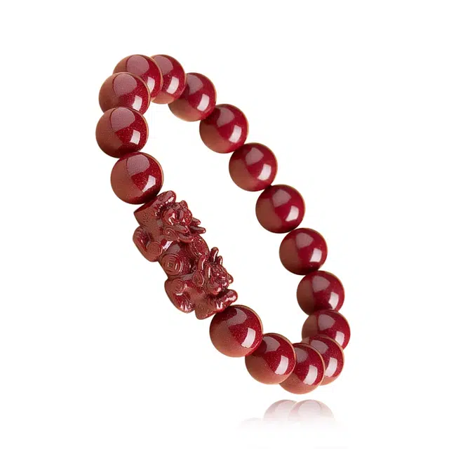 一世倾 吉祥如意万事顺遂招财纳福幸福健康新中式国潮国风精美礼盒小众设计精致时尚百搭轻奢风好运天然 朱砂 手串 男女同款情侣款