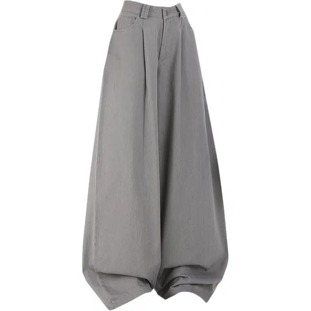 拾籍 韩系设计感高腰显瘦垂感舒适阔腿裤女宽松百搭复古休闲裤 女款