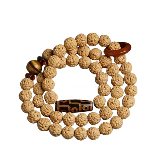 宣华意 新中式时尚高级感手持念佛珠蛤蟆背金蟾原籽文玩配饰九眼天珠 金刚菩提 手串 男女同款情侣款