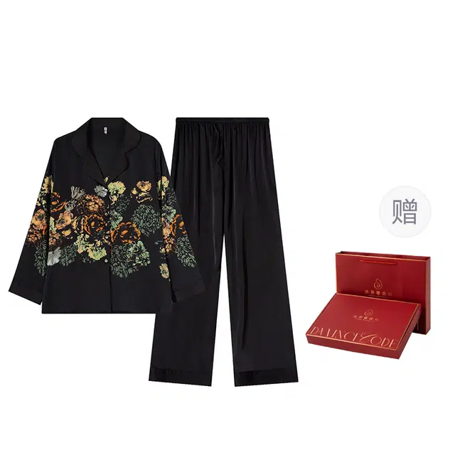 达芬奇密码 冰丝宽松休闲时尚亲肤可外穿睡衣套装 女款 礼盒装