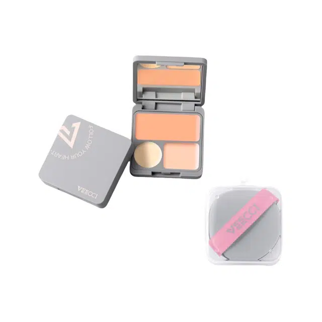 唯资 三色粉底遮瑕膏修容遮盖气垫粉扑 控油修饰肤色