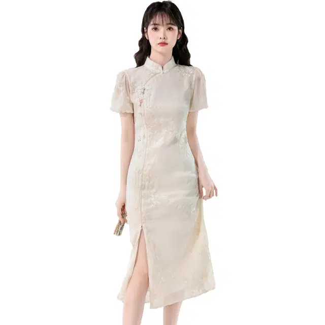 丝絮丝绸 气质舒适优雅百搭时尚短袖连衣裙 女款