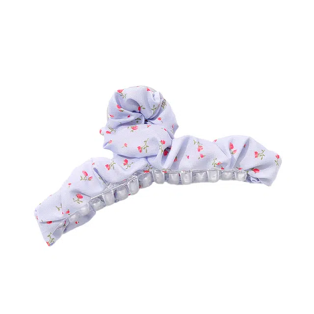 如花梦 韩式气质小碎花 后脑勺盘发抓夹甜美清新鲨鱼夹子 布艺 发夹 女款