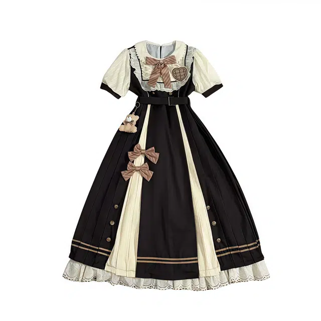 桴生 洛丽塔风格甜美可爱拼接设计连衣长裙萝莉装 女款