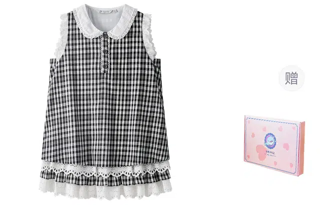 东鲸岁时记 格子海边度假休闲时尚无袖连衣裙 女款 礼盒装 蓝白格连衣裙