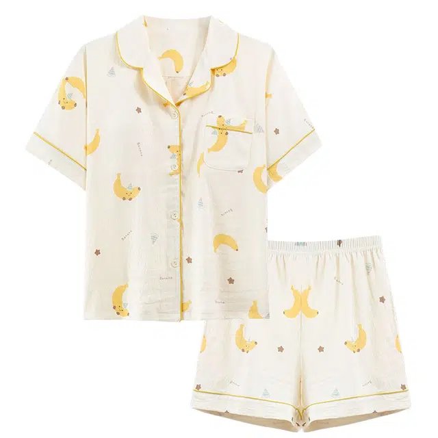 俏韵 翻领甜美短袖三分裤薄款家居服可外穿夏季睡衣套装 女款