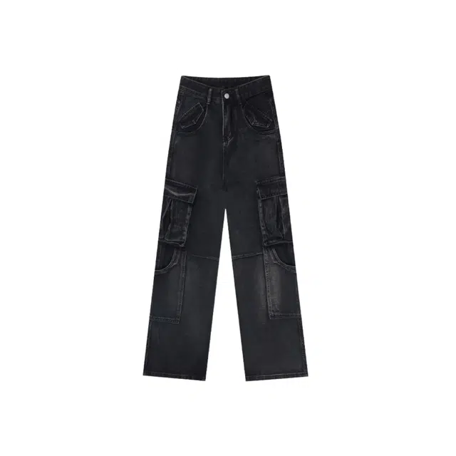 桴生 美式高街多口袋阔腿工装垂感宽松直筒拖地长裤子潮牛仔裤 女款
