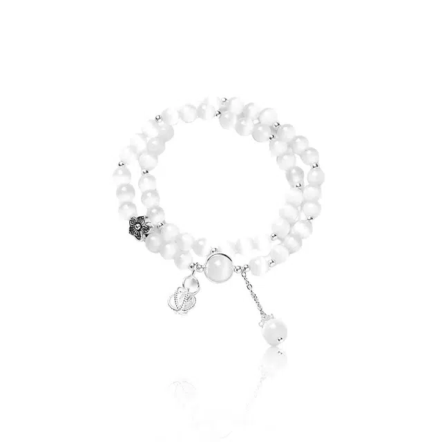 克兰茜 诸事顺遂 路路通转运圆珠串 时尚个性经典百搭 小众轻奢简约高级设计 日常精致百搭氛围感气质 好运 玻璃猫眼 手串 女款