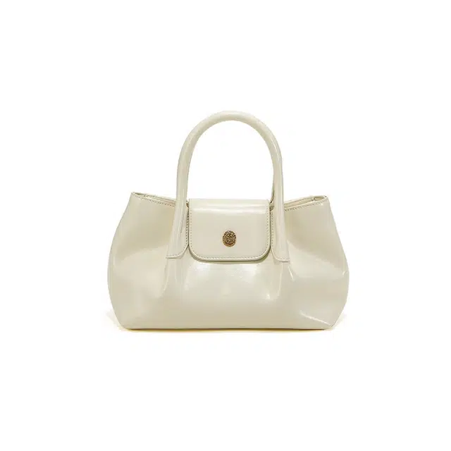 西木汀 启动 小众设计高级感慵懒松弛感包包 牛皮 手提包 常规 女款 米白色/深邃黑