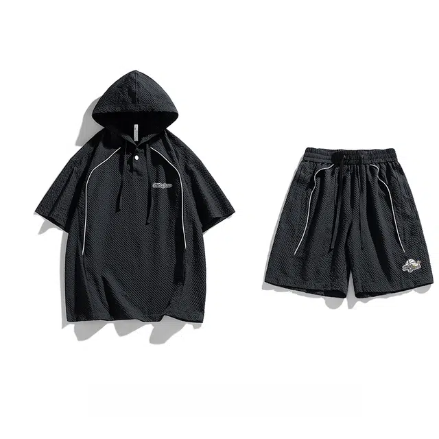 虫小绿 舒适潮流百搭短袖上衣时尚五分短裤下装休闲运动套装 男女同款