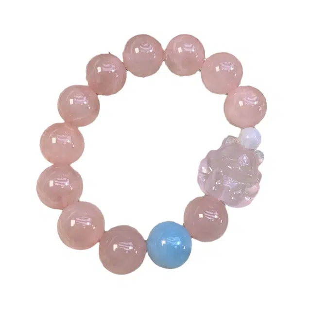 迈奇的礼物 凤九小狐狸 招财暴富转运守护上岸新中式国潮文艺清新甜美复古小众高级气质优雅百搭高颜值爆款天然 粉水晶 手串 男女同款情侣款