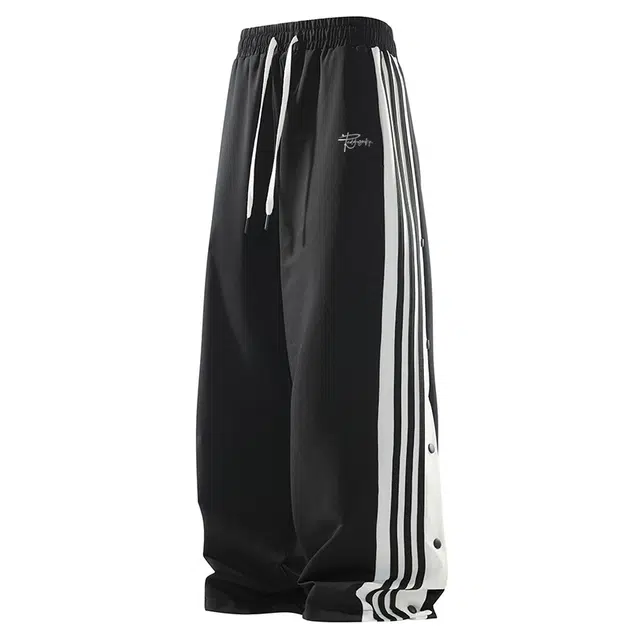 红蜻蜓 美式复古高街风简约纯色基础款时尚百搭户外运动透气速干跑步日常通勤舒适宽松系带垂感无性别主义直筒凉感冰丝裤休闲裤 男女同款