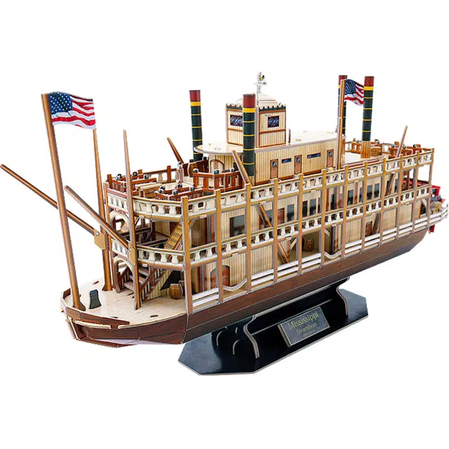 一合鸽 立体拼图密西西比河蒸汽船古船模手工拼图拼插益智玩具 拼装模型