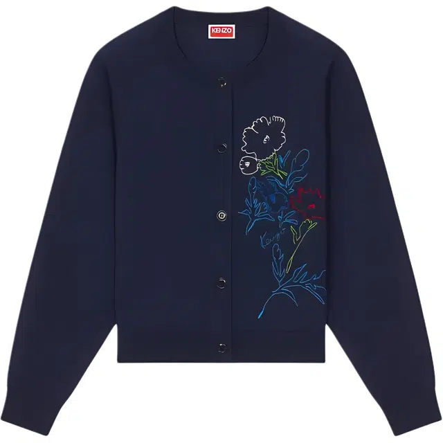 KENZO Drawn Flowers' Embroidered Cardigan