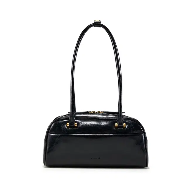 西木汀 孤帆 高级感小众设计法棍包大容量包包通勤百搭 牛皮 单肩包 常规大号 女款 米白色/深邃黑