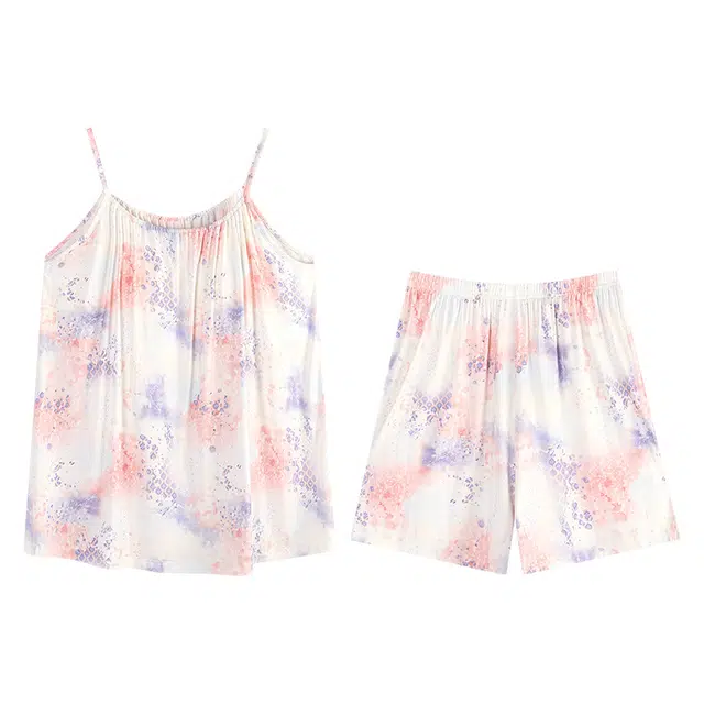 向薇 吊带性感女带胸垫一体夏季莫代尔女生家居服睡衣套装 女款