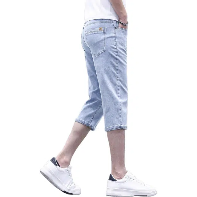 潮人榜 薄款高端七分裤潮流百搭柔软中裤美式潮牌牛仔短裤 男款