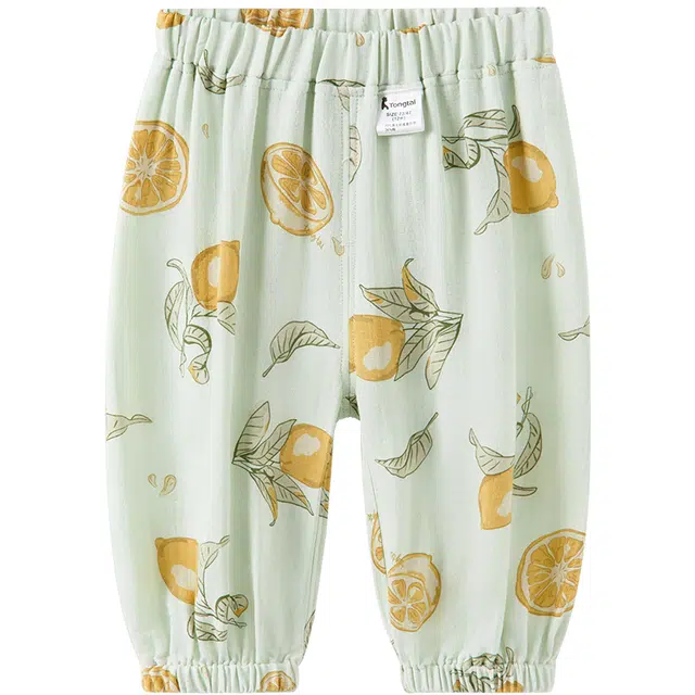 童泰裤子 夏季薄款男童女童束口裤儿童休闲外出纱布防蚊裤提花 婴幼童