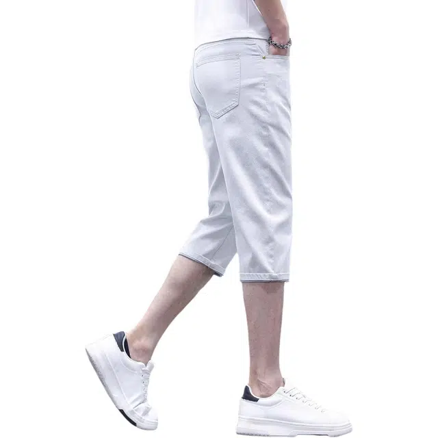 潮人榜 夏季薄款高端七分美式潮牌百搭牛仔短裤 男款