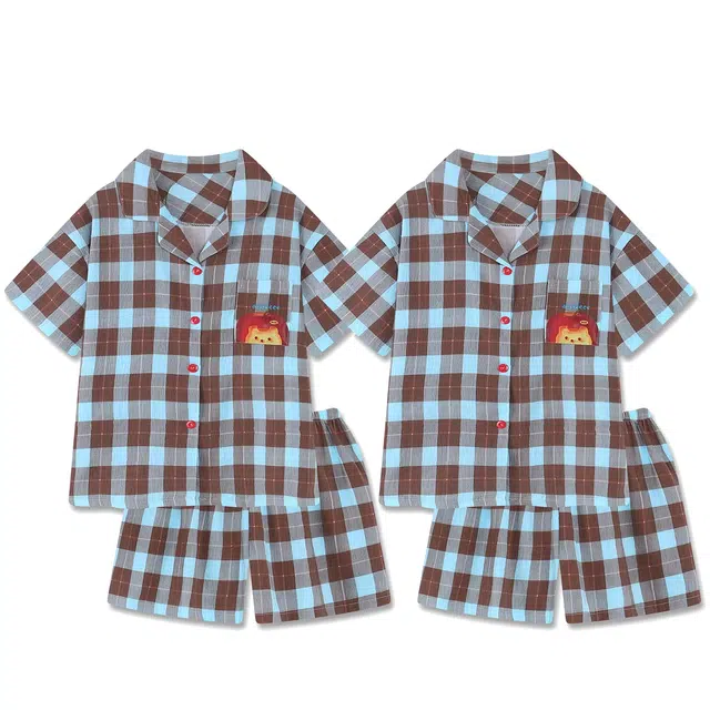 俏韵 翻领卡通可爱夏季云朵棉短袖凉感家居服可外穿睡衣套装 男女同款