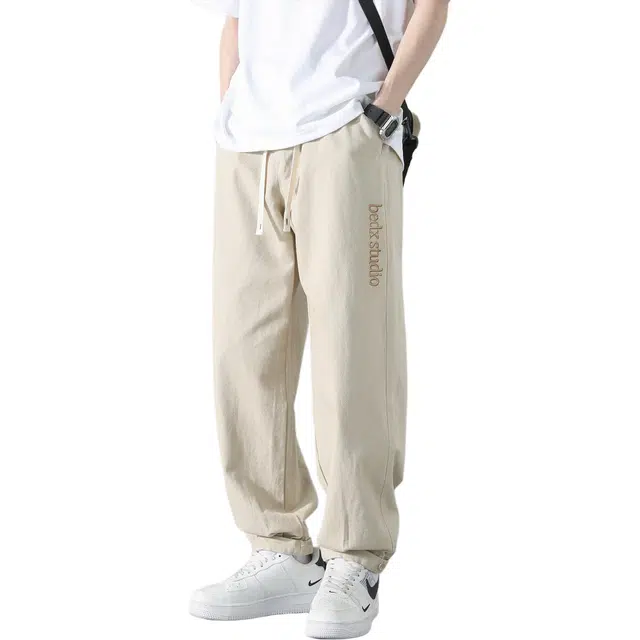 瑞梵帝斯 时尚纯棉休闲速干潮牌户外运动宽松柔软痞帅字母立体刺绣机能风束脚设计伞兵青春活力工装裤 男款