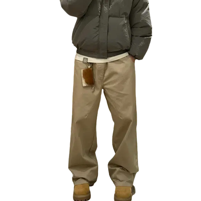 冈哉 美式潮流美拉德纯色直筒高街时尚宽松百搭舒适透气柔软亲肤日常通勤运动阔腿休闲裤 男女同款