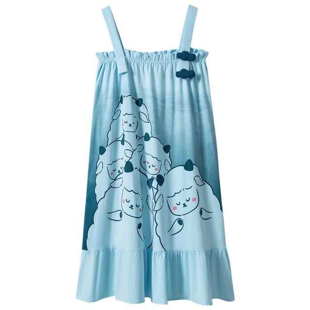 梦特娇 夏季 透气轻薄亲肤舒适睡裙 女款 浅蓝色