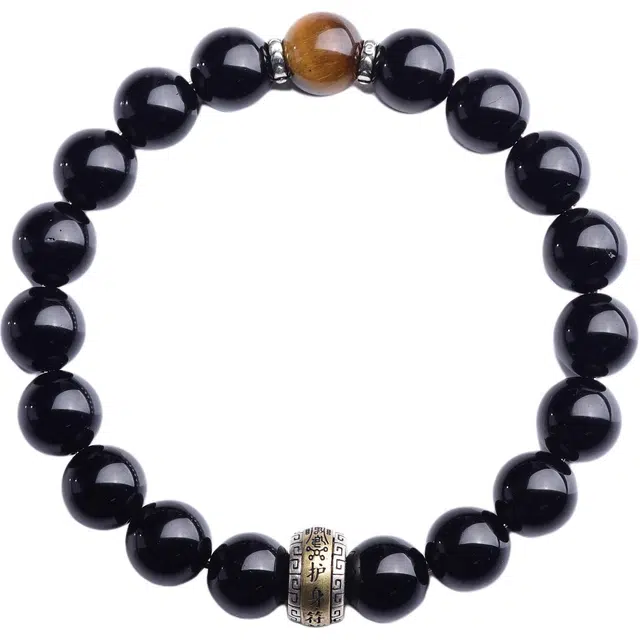 千叶珠宝 转运 黑曜石 手串 男女同款情侣款