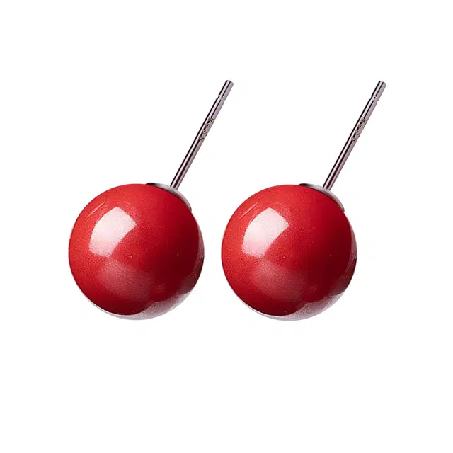 一世倾 新中式本命年平安转运珠养吉祥如意招财纳福 好运 朱砂 耳钉 男女同款情侣款