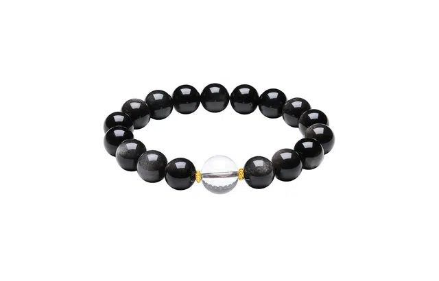 周六福 【平安顺遂】新中式国潮#好运 黑曜石 玉石手串 男女同款情侣款