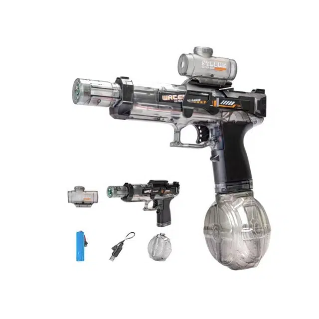 旧集 夏季小冰鼠电动连发联动沙滩戏水 枪型玩具