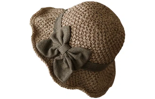 优幽兰 复古法式氛围感优雅气质蝴蝶结草帽百搭时尚大檐沙滩帽夏季遮阳防紫外线休闲圆顶太阳帽 纤维素材料 防晒帽  女款