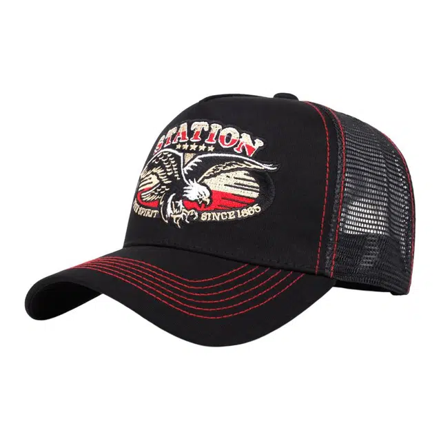 山一丸 运动刺绣字母老鹰虎头遮阳美式卡车帽子 棉 鸭舌帽 男女同款情侣款