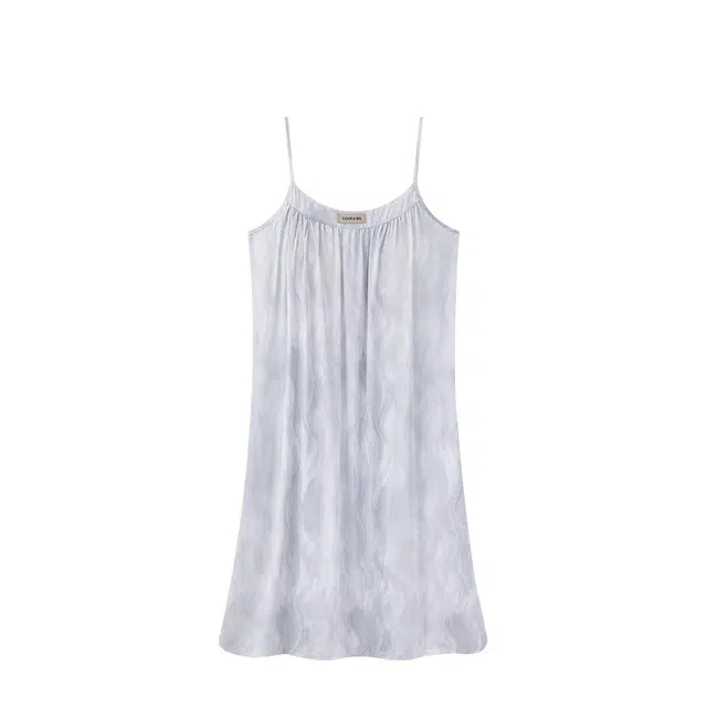 俏韵 夏季性感无袖吊带带胸垫睡衣冰丝大码孕妇家居服睡裙 女款