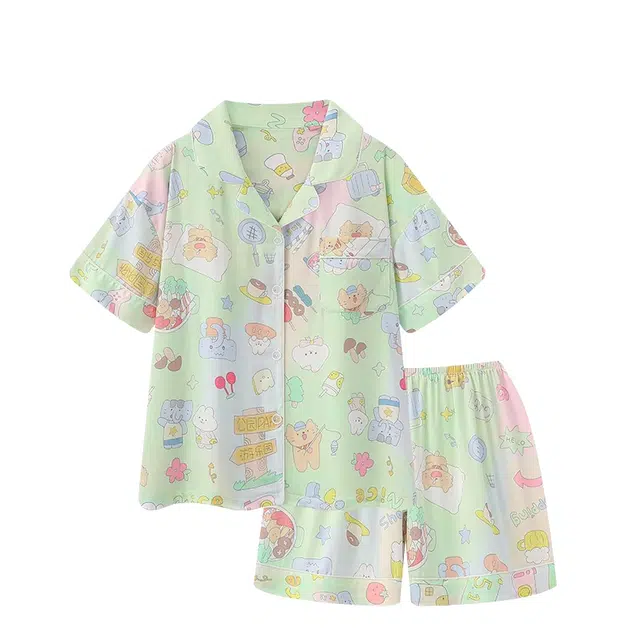 俏韵 可爱大象夏季冰丝短袖卡通凉感薄款家居服可外穿睡裙 女款