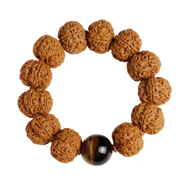 宣华意 新中式高级感精品高油六瓣满肉文玩虎眼石转运珠盘玩佛珠 金刚菩提 手串 男款