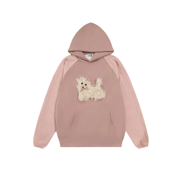 奇迹街区 潮牌美式小狗宽松慵懒风百搭情侣连帽长袖卫衣 男女同款