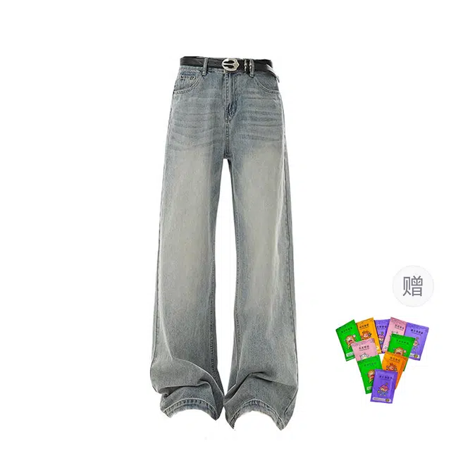 梓润格 气质青春艺术美式复古学院风运动日常通勤百搭潮流基础款休闲牛仔裤 男女同款